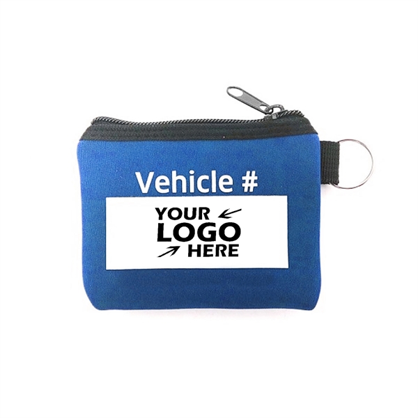4.5"x 3.25" Neoprene Zipped Coin Bag with Key Ring