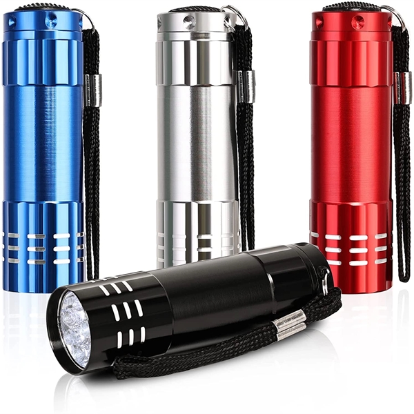 Super Bright 9 LED Mini Aluminum Flashlight with Lanyard
