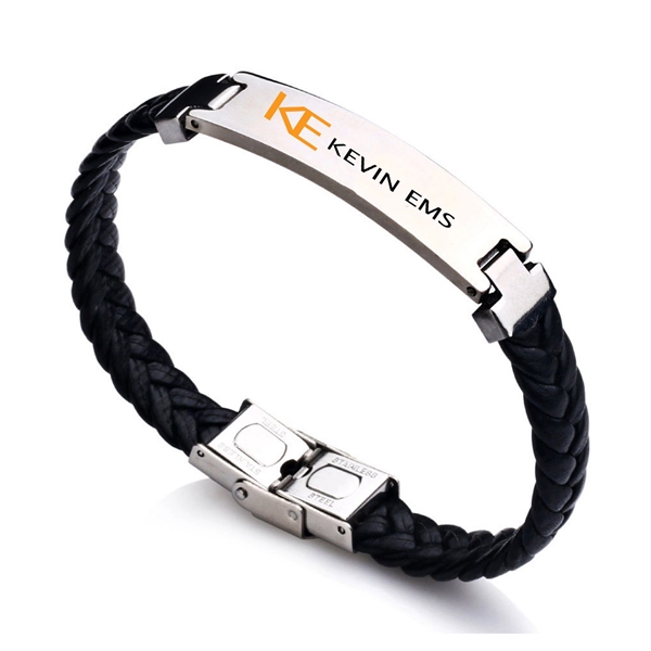 Stainless Steel Leather Woven Bracelet