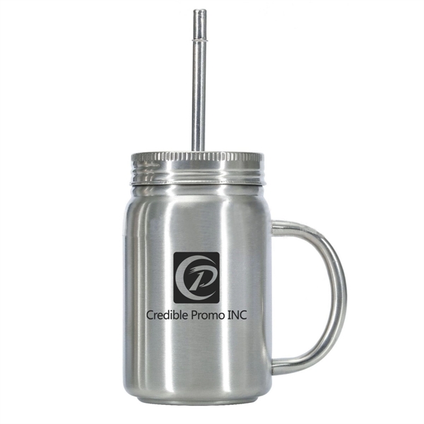 Insulated Stainless Steel Mason Jar Mugs With Straw
