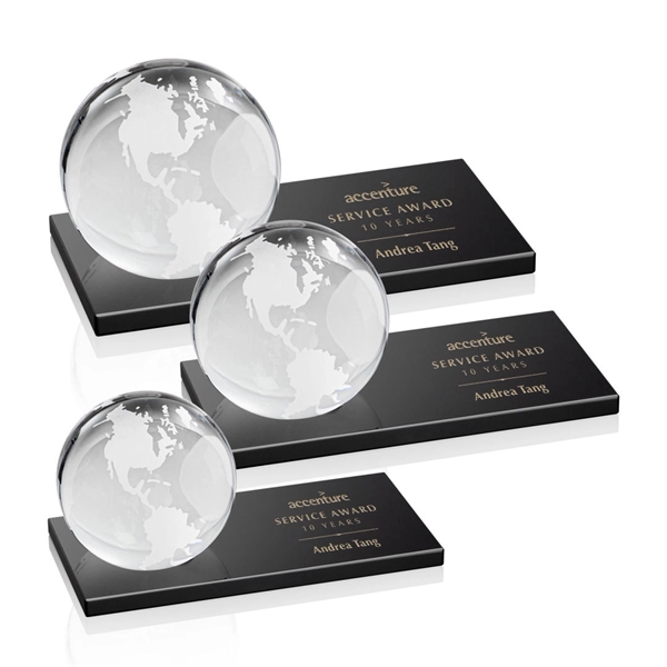 Globe Award on Rectangle Base - Black