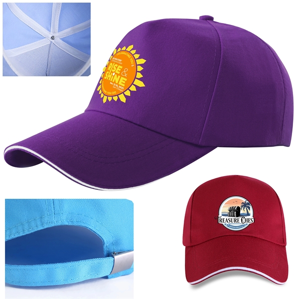 Structured 5-Panel Sandwich Bill Cap w/ Metal Tuck in Buckle