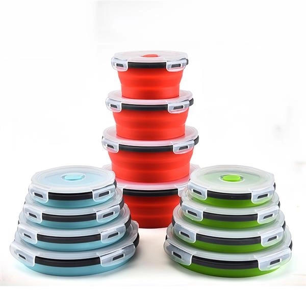 Round Silicone Collapsible Lunch Box