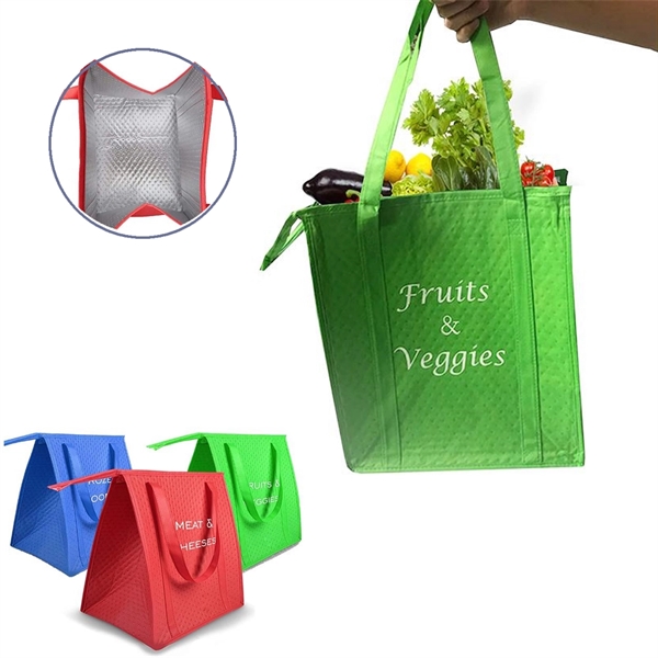 Insulated Reusable Grocery Shopping Bag with Zippered Top