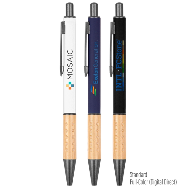 The Gosford Gunmetal Click-Action Ballpoint Pen with Bamboo