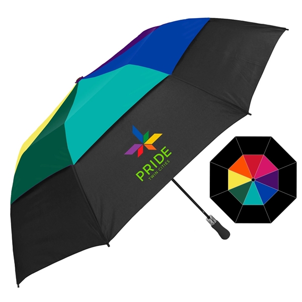 Vented Rainbow Colossal Crown Umbrella - 58" Arc, Auto-Open