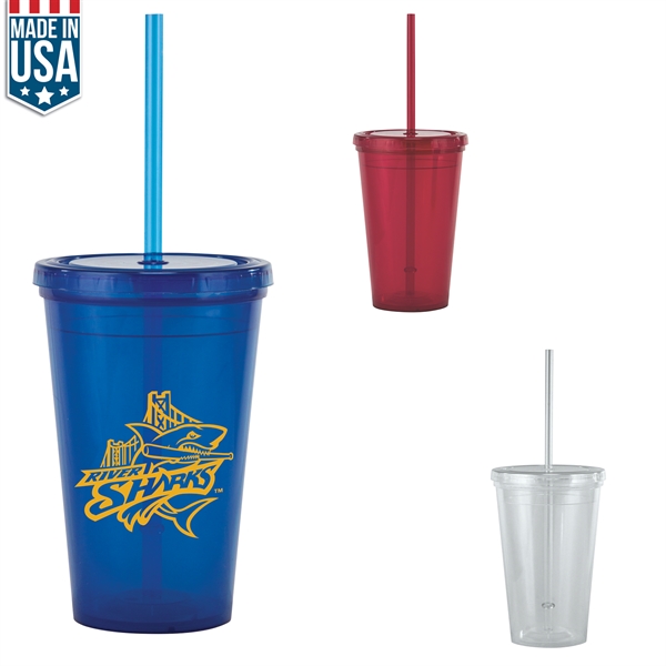 16 oz  Tumbler with Straw