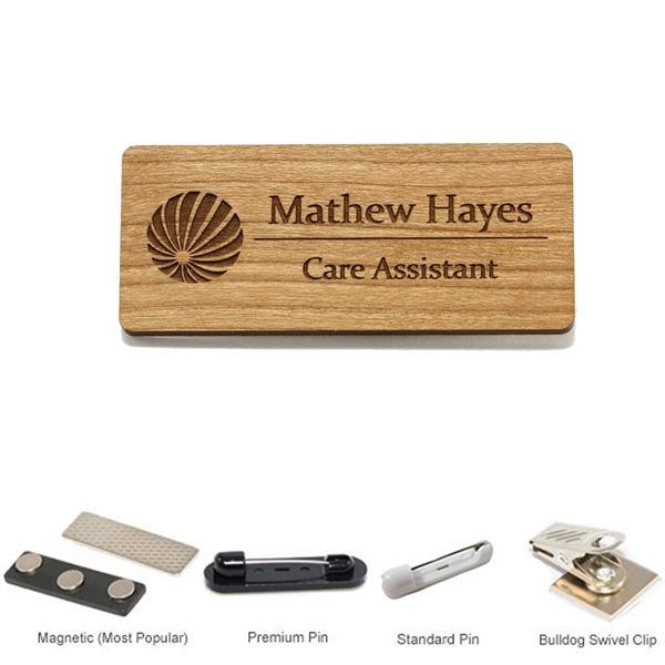 1.5" x 3" Engraved Wood Name Badge