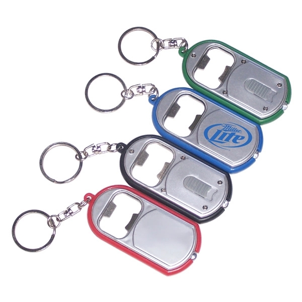 Ultra thin flashlight with metal bottle opener key ring