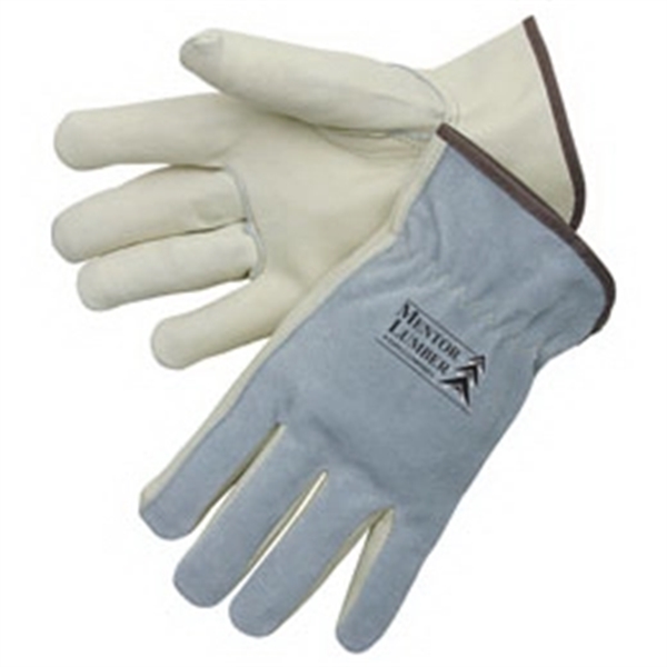 Driver gloves with Grain palm/Gray Split Leather Back