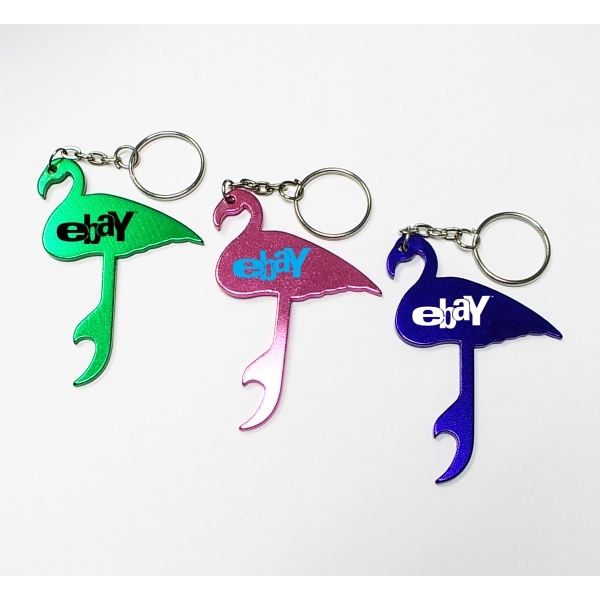 Flamingo shape bottle opener keychain