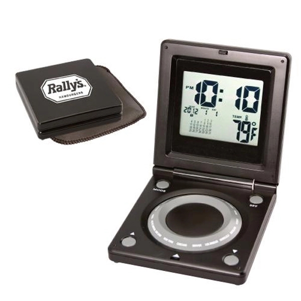World time alarm clock with calendar and thermometer