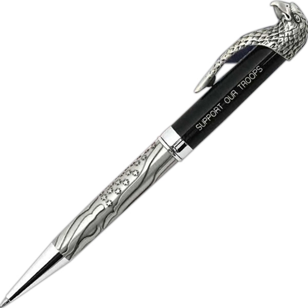 Eagle Bust Twist-Action Ballpoint Pen With Flag Barrel
