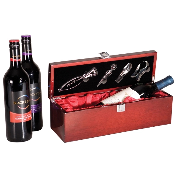 Rosewood Piano Finish Single Wine Box with Tools