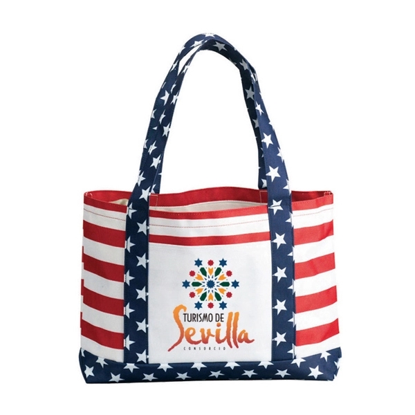 600D Stars & Stripes Patriotic Flag Tote Bag