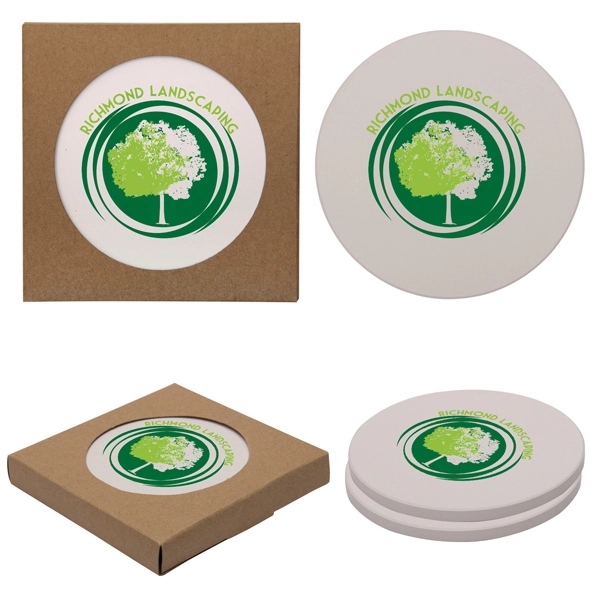 Round Absorbent Stone Coaster Duo