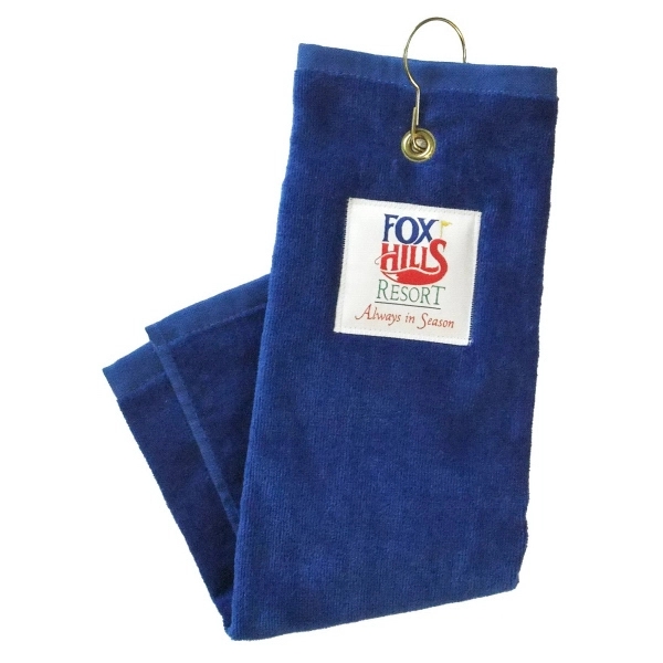 Golf towel with hook and grommet