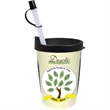 Thermal Travel Tumbler w/ Lid & Straw - White Printed Insert