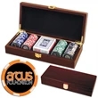 100 full color poker chips in a Mahogany wood case set