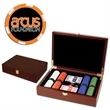 200 full color poker chips in a Mahogany wood case set