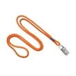 Orange Blank Round Lanyard With Bulldog Clip