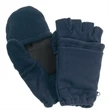 Navy Blue Fleece Fingerless Gloves w/ Mitten Flap