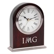 Piano Wood Finish Arched Wooden Desk Silver Alarm Clock