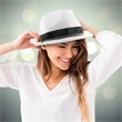 White Funky Fedora with Imprinted Band