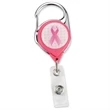 Pink Awareness Ribbon Carabiner Badge Reels
