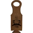 Laser Engraved Leatherette Wine Bag, Dark Brown