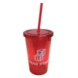 Tumbler Plastic 16oz with Lid/Straw