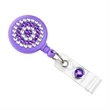Purple Rhinestone Plastic Clip-On Badge Reel