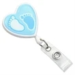 White Heart Blue Footprint Retractable Badge Reel