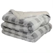 Gray/Ivory Plaid Sherpa Throw Blanket