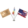 11.4-20" Metal Telescopic Flagpole w/ 3 Flags