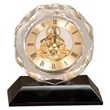 Crystal Desk Clock on Black "Crystal" Pedestal Base