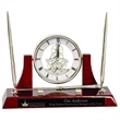 Engraved Executive Silver/Rosewood Clock, Opener, & Pen Set