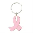 Pink Ribbon Key Ring 1 1/2" Iron Enamel