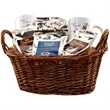 Gift basket with coffee, tea and mugs