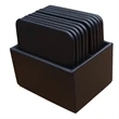 Black Leatherette 10 Square Coasters with Holder