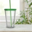 16oz Plastic Double Wall Tumbler Cup with Lid and Straw