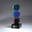 Distinctive Art Glass Cubes with Black Lasered Plate
