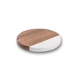 4" Round Acacia Wood and Marble Coaster