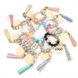 Silicone Beads Wood Chip Bracelet Keychain