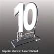 Number Ten Shaped Acrylic Award - Laser Etched