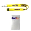 YEAR ONE Yellow Lanyard w/ Printed Top Zip Badge Holder