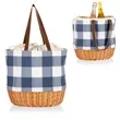 Coronado Canvas/Willow Basket Tote, (Blue & White)