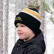 Junior Stripe Rib Knit - Acrylic Cuff Toque (Pom Pom)