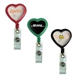 Colored Heart Shaped Badge Reel w/ Belt Clip backing