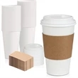 16oz Coffee Cups with Lids and Brown Sleeves